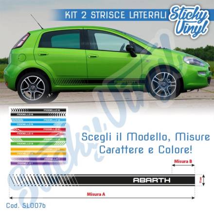 Adesivo 2x Strisce Fasce Laterali Fiat Abarth Punto Adesivi Tuning per Auto - Stickers Decals