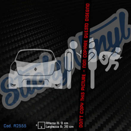 Adesivo Vigile Polizia Ladro (versione 2) con Renault Clio Adesivi Tuning per Auto - Stickers Decals