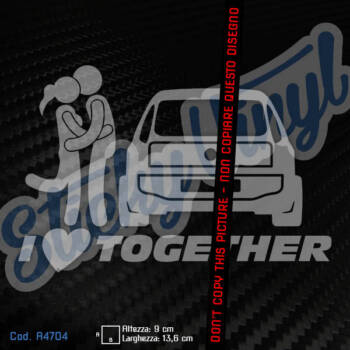 Adesivo I love together Fiat Punto Evo 2009-2012 Adesivi Tuning per Auto - Stickers Decals